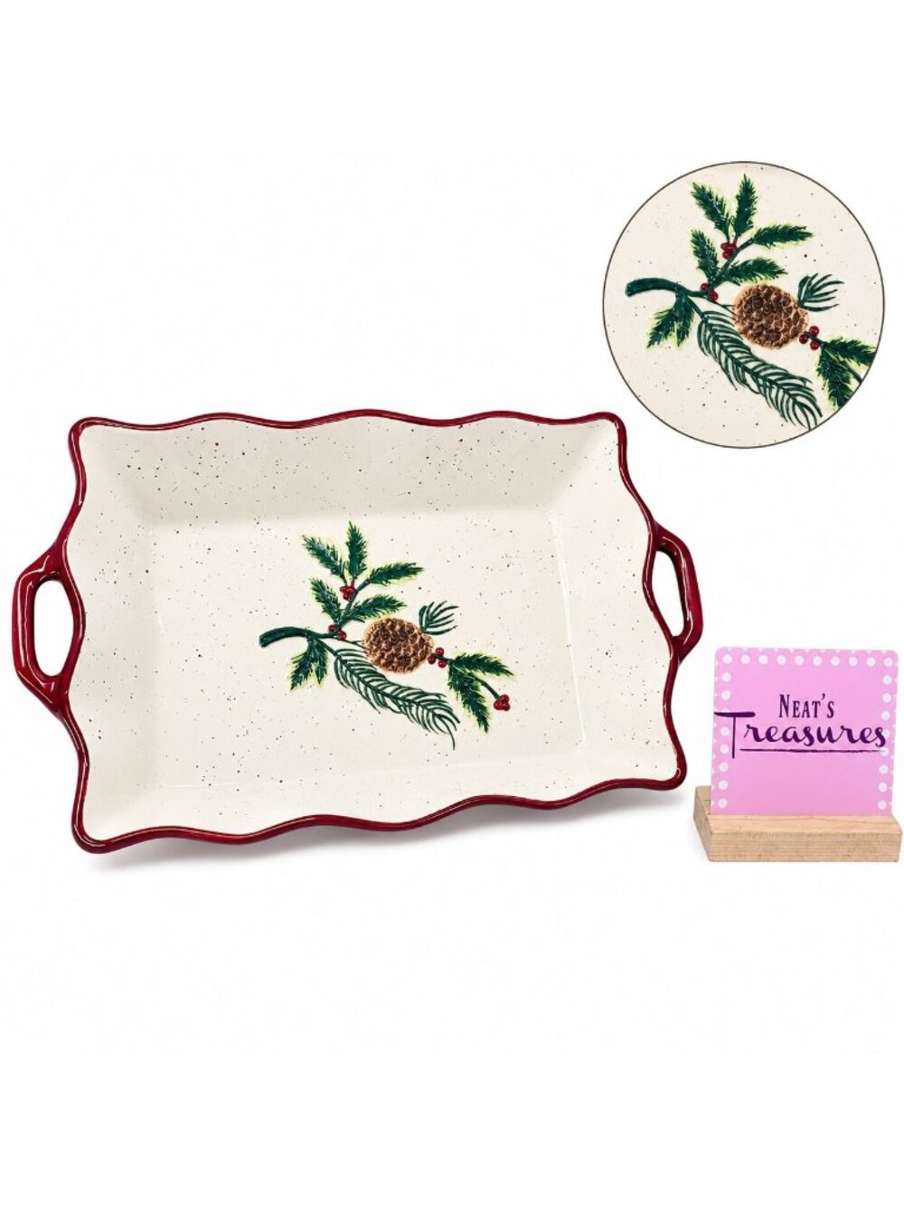Hobby Lobby CHRISTAMAS TRADITION 2013 Rectangle Speckled Large 4 Qt Baking Pan